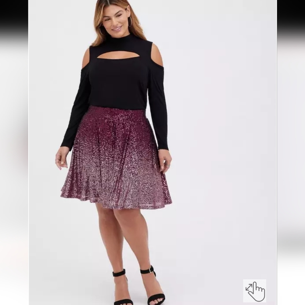 Torrid Plus Size NEW Ombre Sequin Mini Skater Skirt